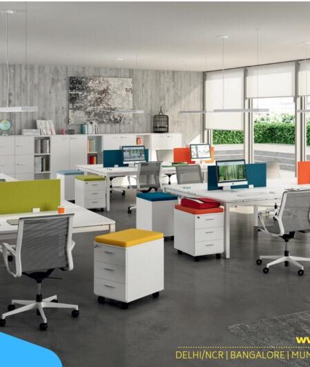 Bench Office Desk for 2 and 4 Persons with Optional Pedestal