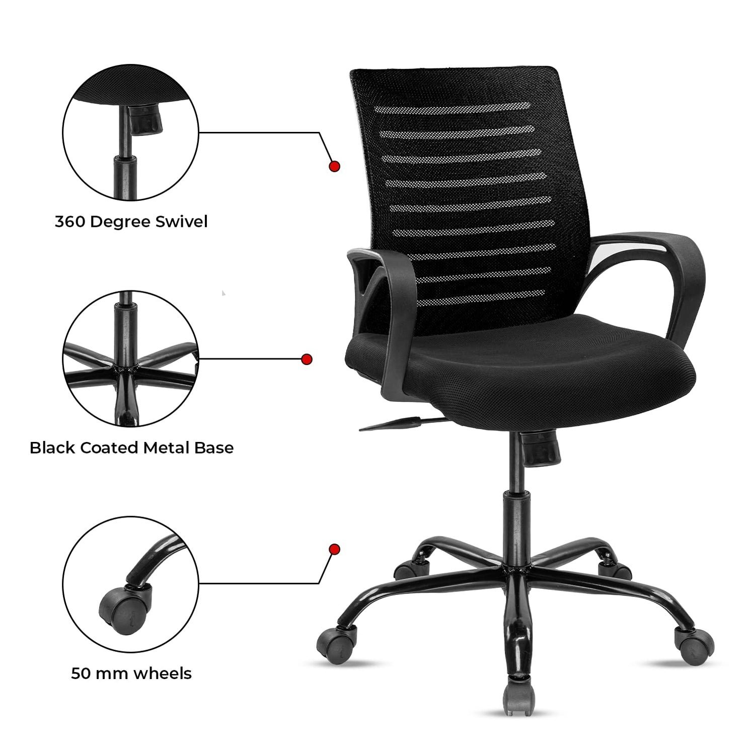 RC Modular Atom Basic Chair | Mid Back Mesh Ergonomic Home Office Desk Chair - Image 4