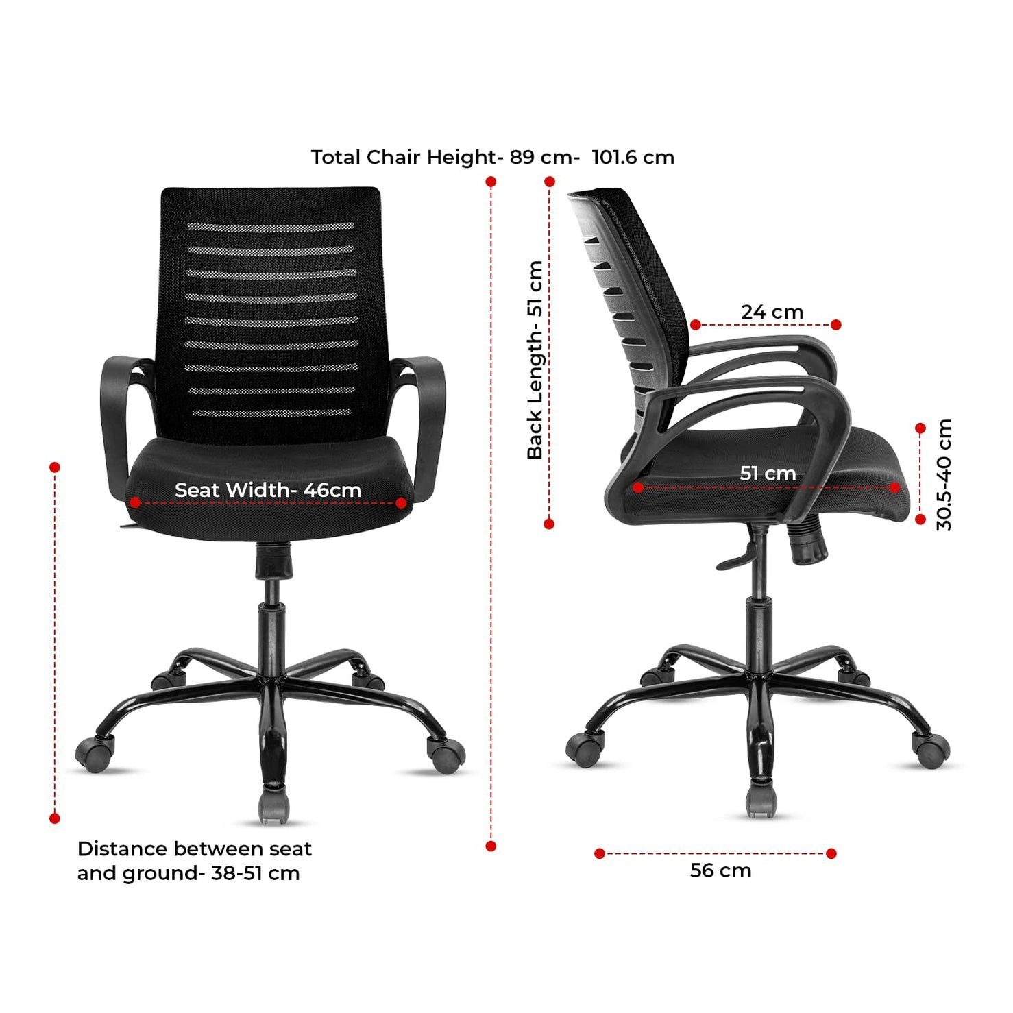 RC Modular Atom Basic Chair | Mid Back Mesh Ergonomic Home Office Desk Chair - Image 2