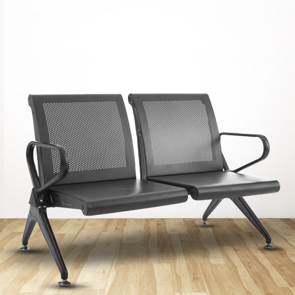 Silver Stainless Steel 2 Seater Waiting Chair With Handle | Waiting Chair for Offices - Image 3