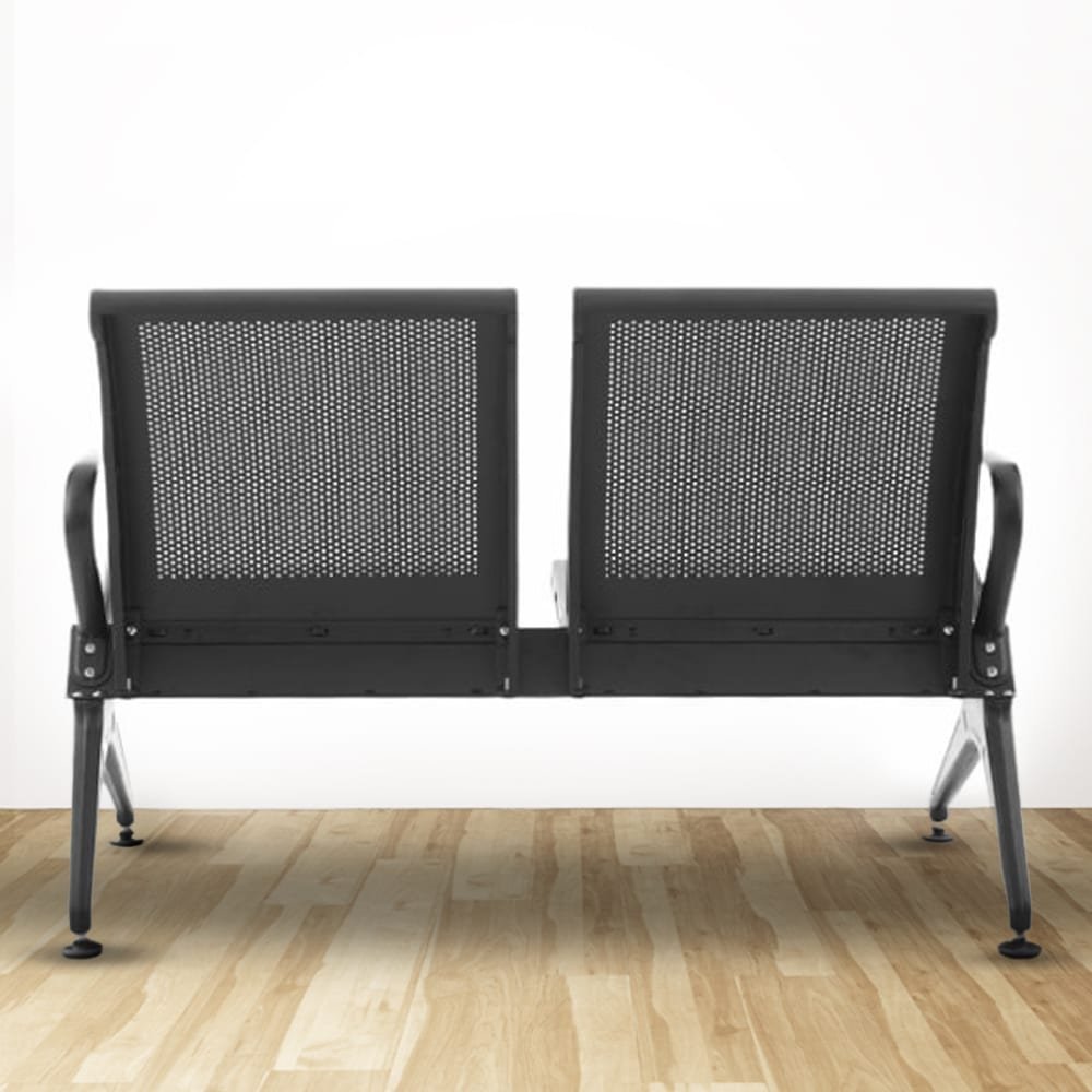 Silver Stainless Steel 2 Seater Waiting Chair With Handle | Waiting Chair for Offices - Image 2